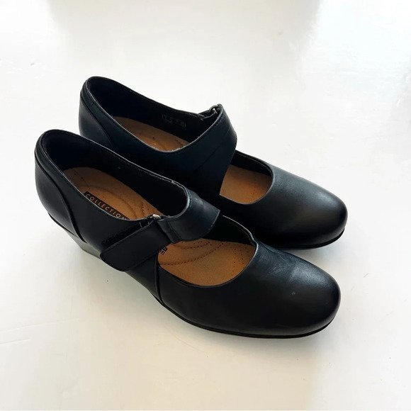 Clarks Collection Black Leather Mary Jane Heels Women’s Size 6.5 Witchy Demure - Picture 5 of 9